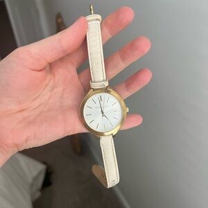 Slim Band Michael Kors Watch - white and gold
